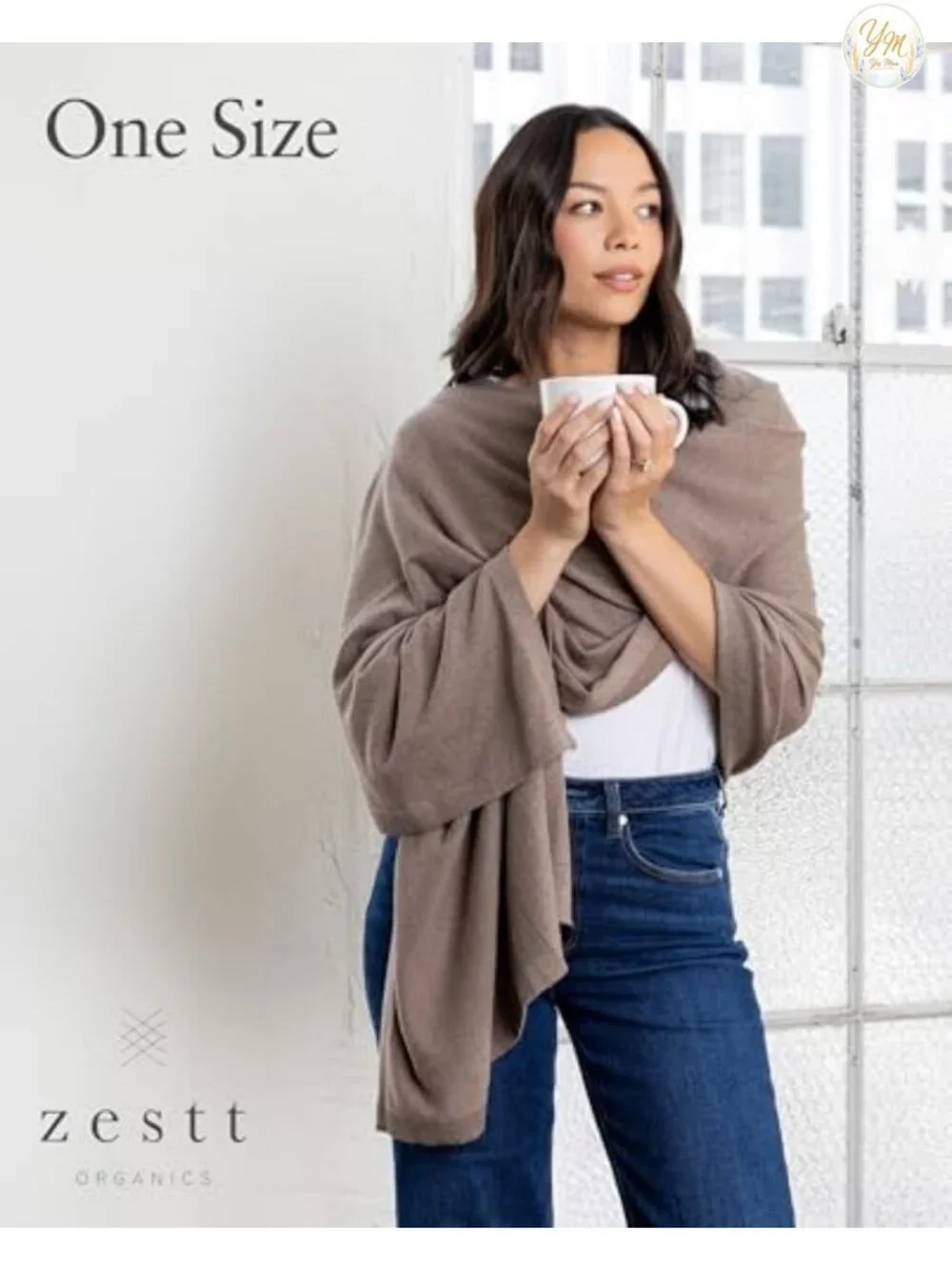 Organic Cotton Travel Scarf Wrap Shawl Women Machine Washable